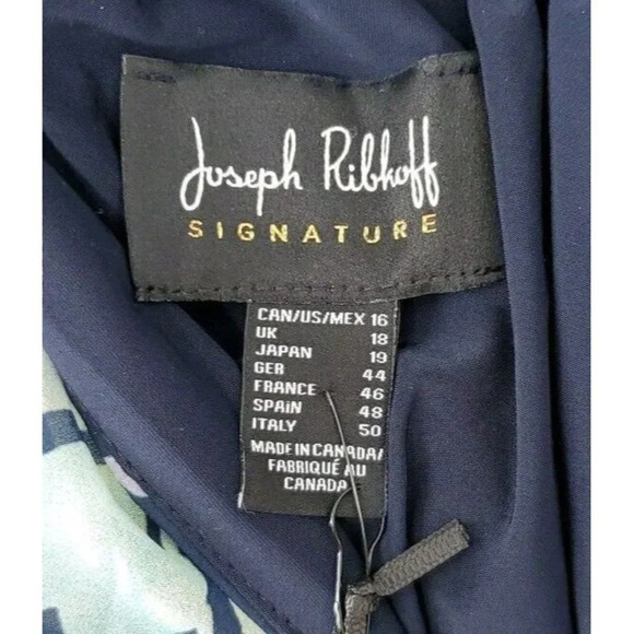 Joseph Ribkoff Sz 16 Midnight Blue-Multi Floral Halter Dress Style 221334 Easter - Picture 13 of 15